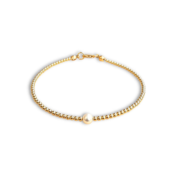 18k Gold 2.5mm Pearly Clasp Bracelet