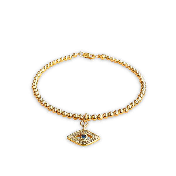 18k Gold 3mm 🧿 Clasp Bracelet