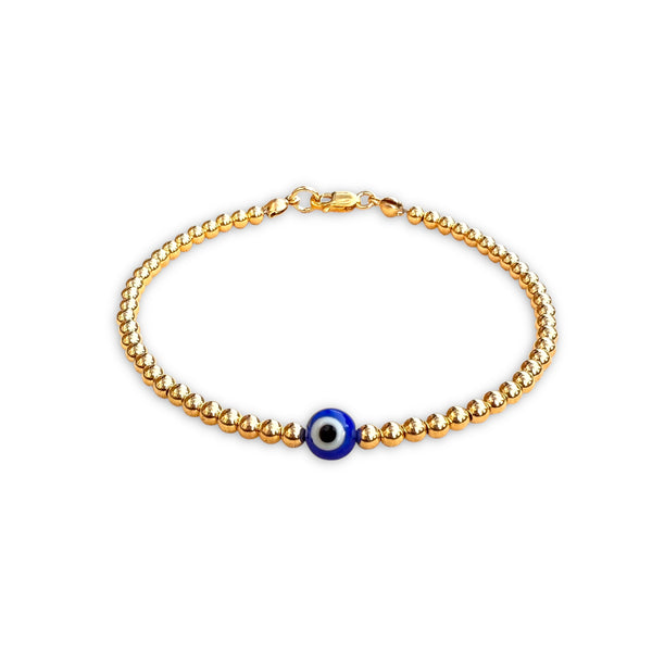 18k Gold 3mm 🧿 Clasp Bracelet