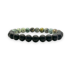 African Turquoise and Onyx Matte 8mm Stone Bracelet